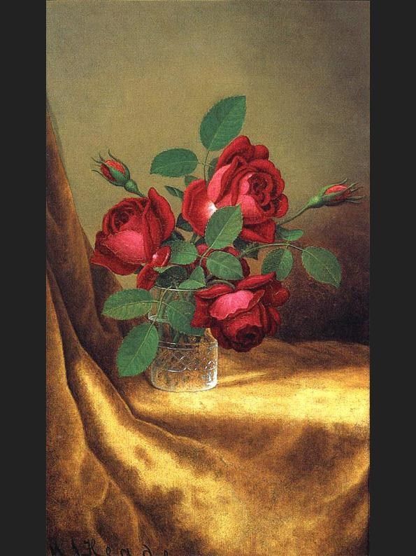 Martin Johnson Heade Red Roses in a Crystal Goblet